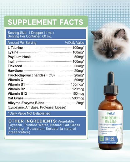 Hairball Treatment for Cats- Hair Ball Relief Digestive Aid-Hairball Support Remedy- Promotes Healthy Digestion, Eliminates & Prevents Hairballs, for All Ages & Breeds 2fl oz - Image 9