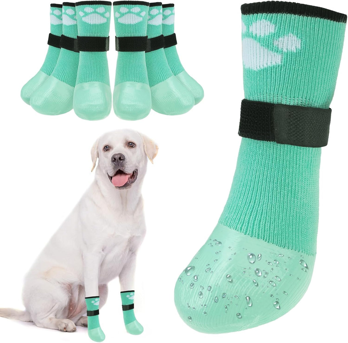 BEAUTYZOO 6 PCS Anti Slip Dog Boots & Paw Protectors for Hot Pavement to Prevent Licking,Waterproof Dog Shoes for Small Medium Large Senior Dogs, Grip Socks Rain Booties for Dogs Paws Outdoor Walking - Image 10