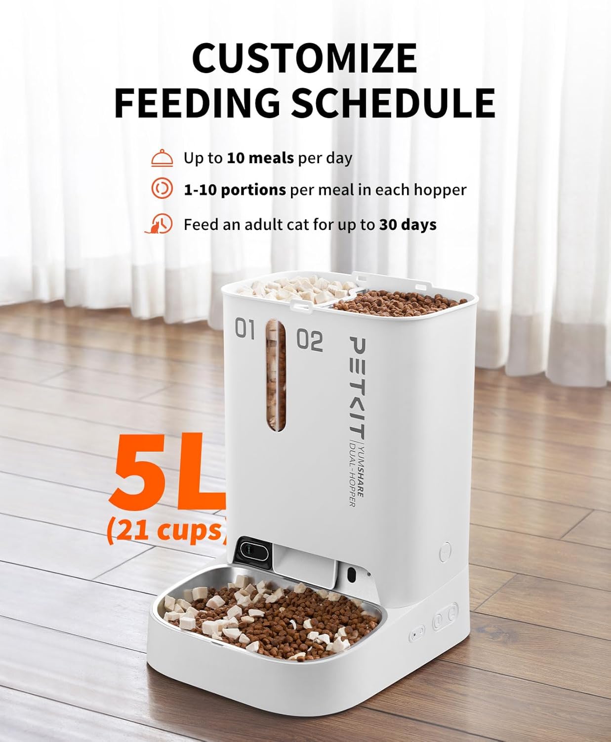 PETKIT smart camera cat feeder with active indicator light visualization