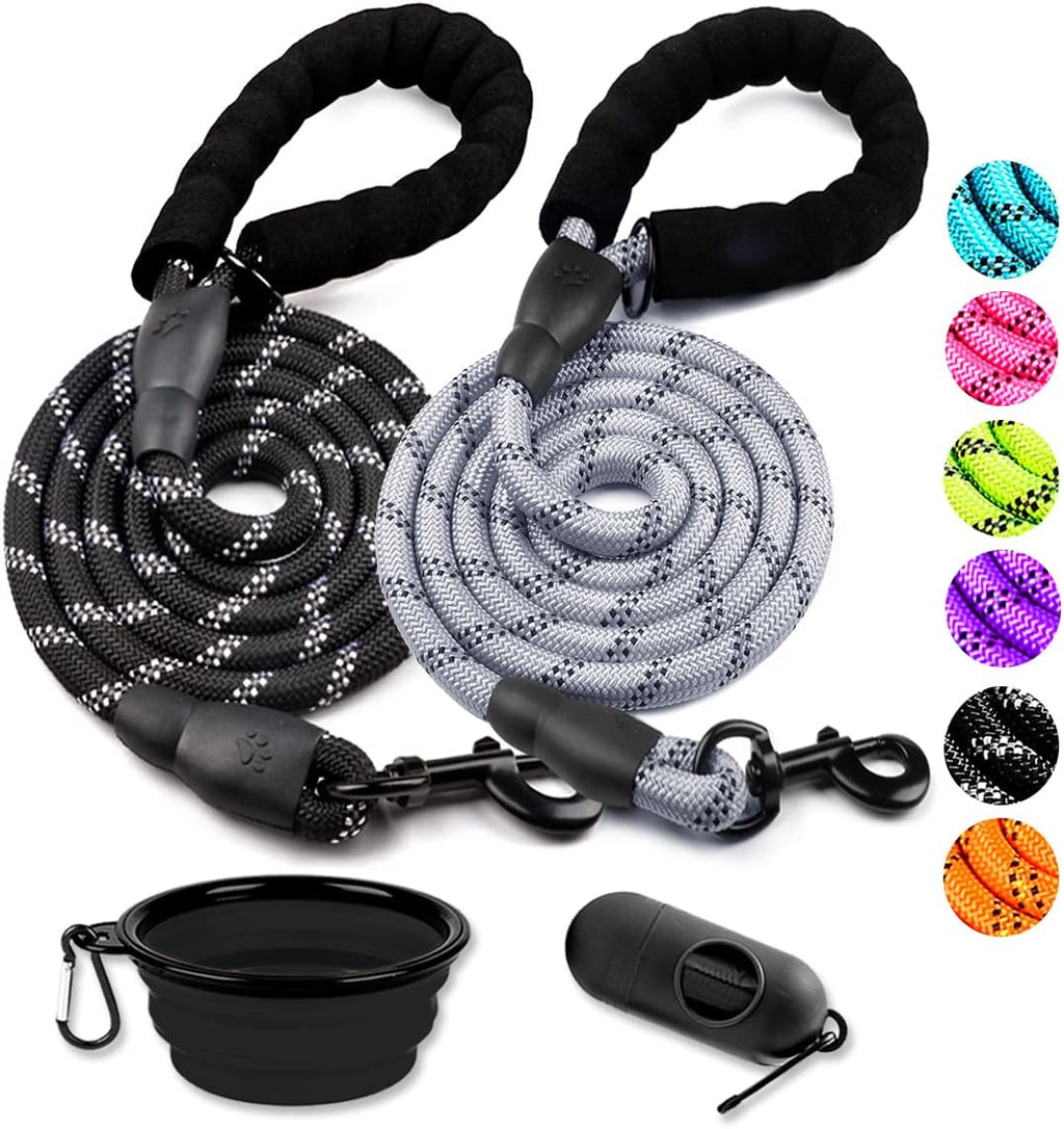 COOYOO 2 Pack Dog Leash 5 FT Heavy Duty - Comfortable Padded Handle - Reflective Dog Leash for Medium Large Dogs with Collapsible Pet Bowl - Image 12