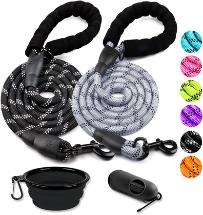 COOYOO 2 Pack Dog Leash 5 FT Heavy Duty - Comfortable Padded Handle - Reflective Dog Leash for Medium Large Dogs with Collapsible Pet Bowl - Image 12