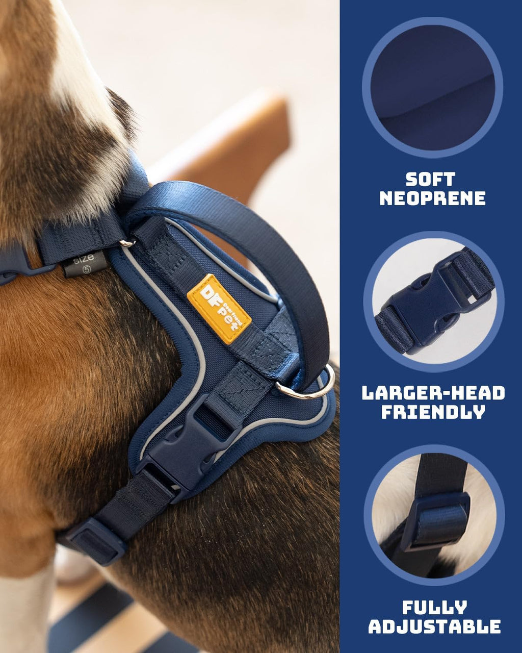 DF Freedom harness with reflective trim visibility feature