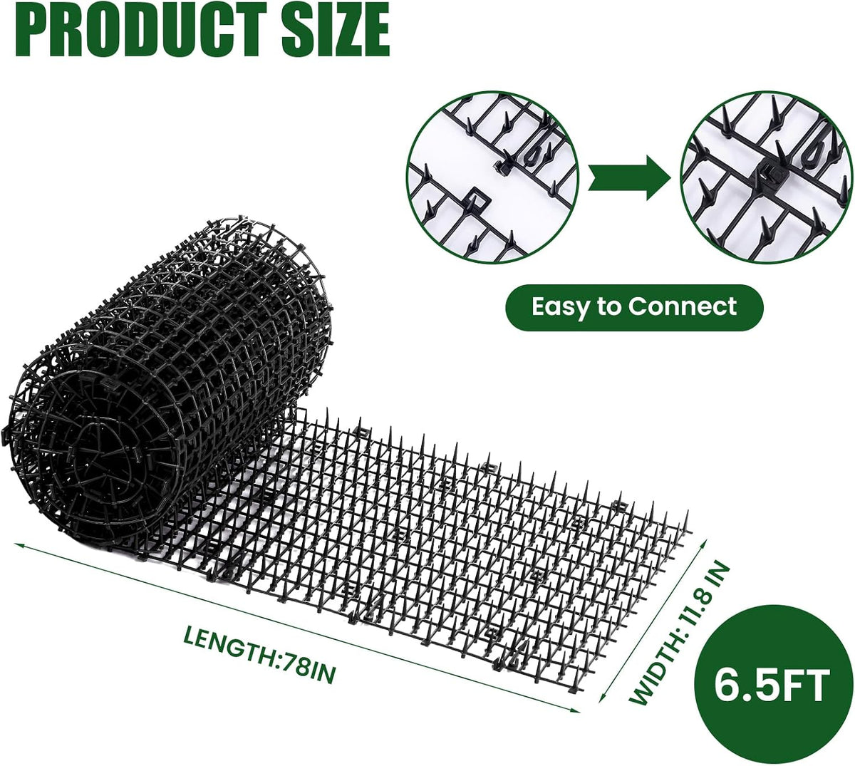 Close up of Aurnoet plastic spike deterrent mat texture