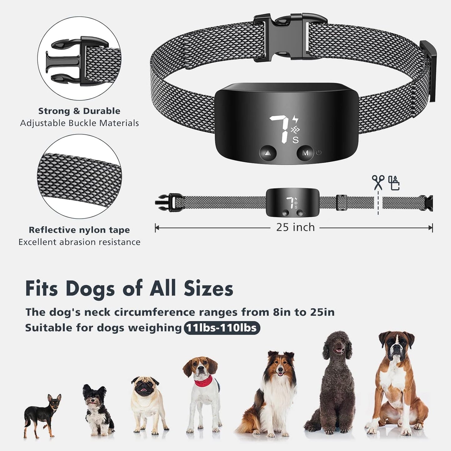NBJU waterproof anti barking collar for large dogs
