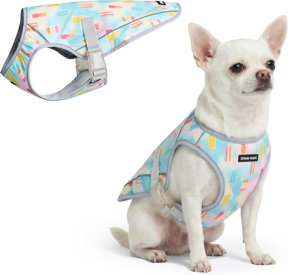 Spark Paws Dog Cooling Vest - SPF 50 UV Sun Protection - Summer Heat Relief Gear for Dogs, Lightweight, Evaporative Cooling - Dog Anxiety Relief Vest During Hot Days - Ice Blue, Large - Image 9