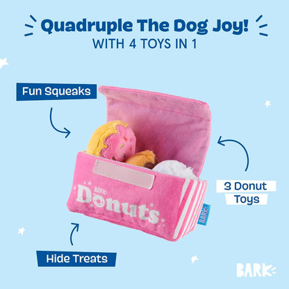 Barkbox interactive 4-in-1 donut dog toy components