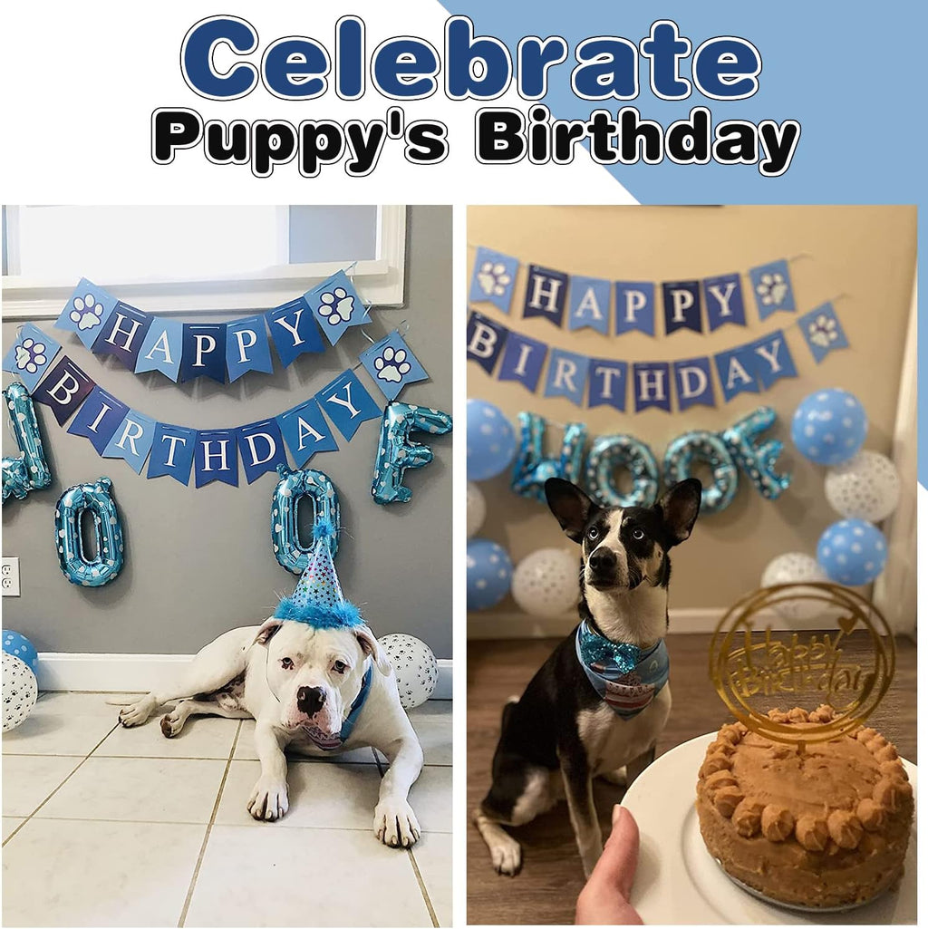 Adjustable dog birthday bandana scarf and matching bow tie collar close up.