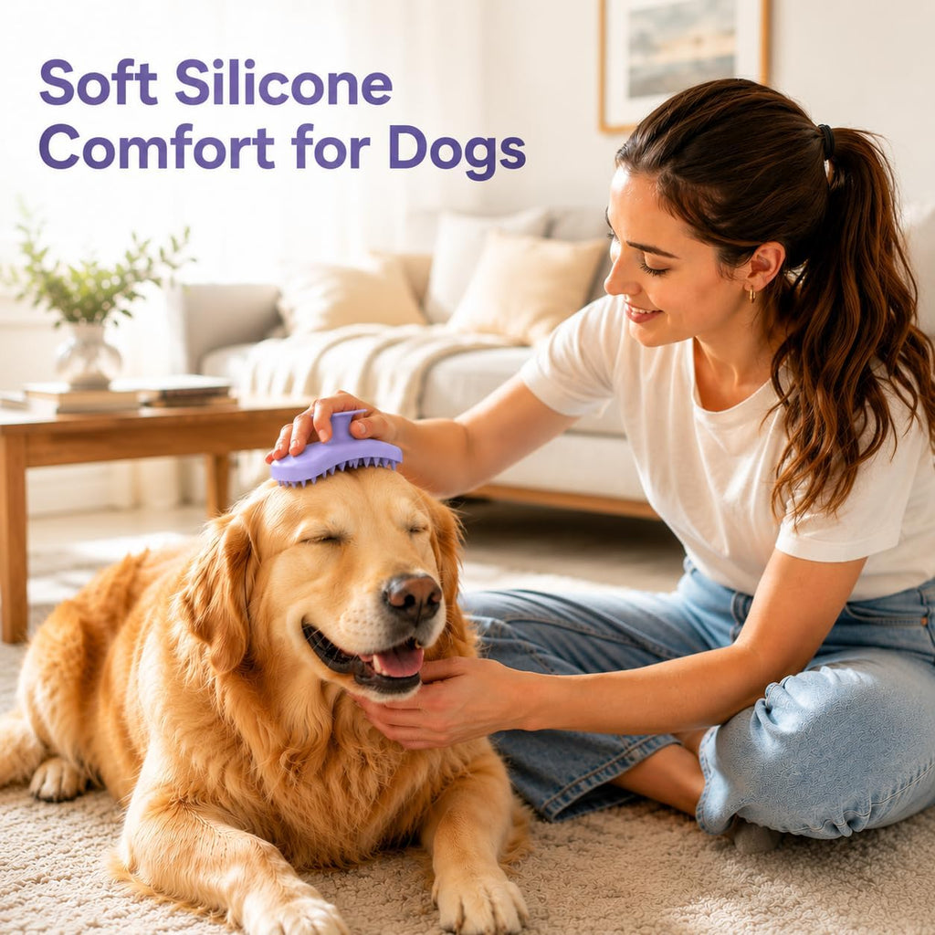 Soft silicone bristles of Hank pet massage brush
