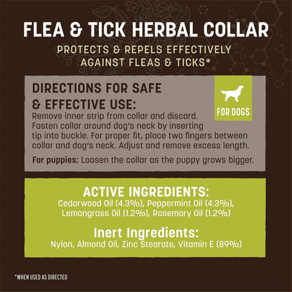 Close up of Earth Animal natural flea and tick collar for dog neck sizing