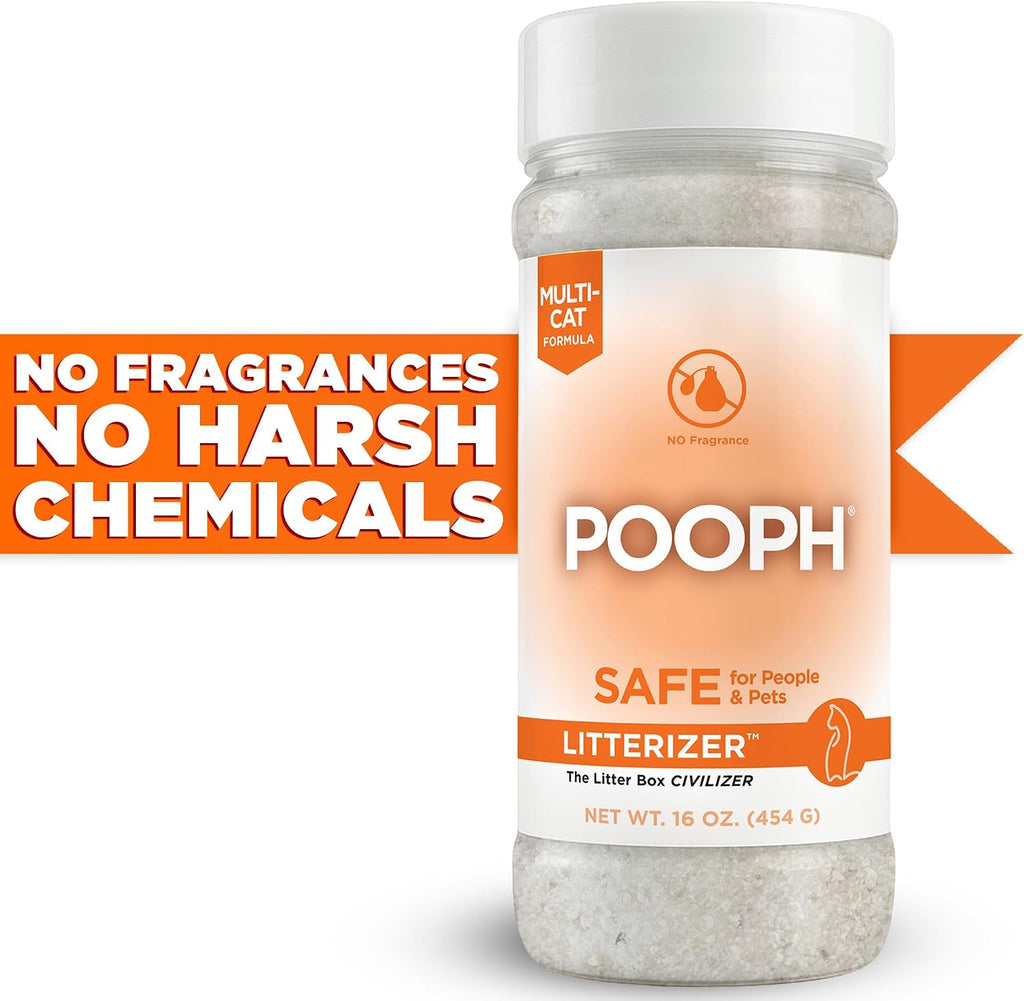Fragrance free non toxic pet odor remover powder bottle back label