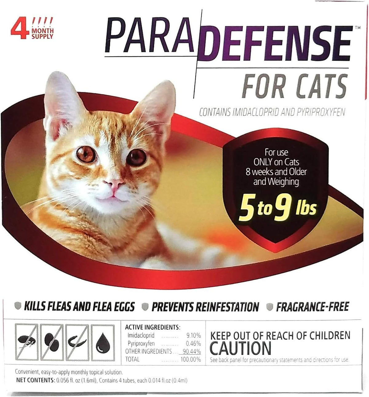 Para Defense four month supply topical flea control for cats over ten pounds