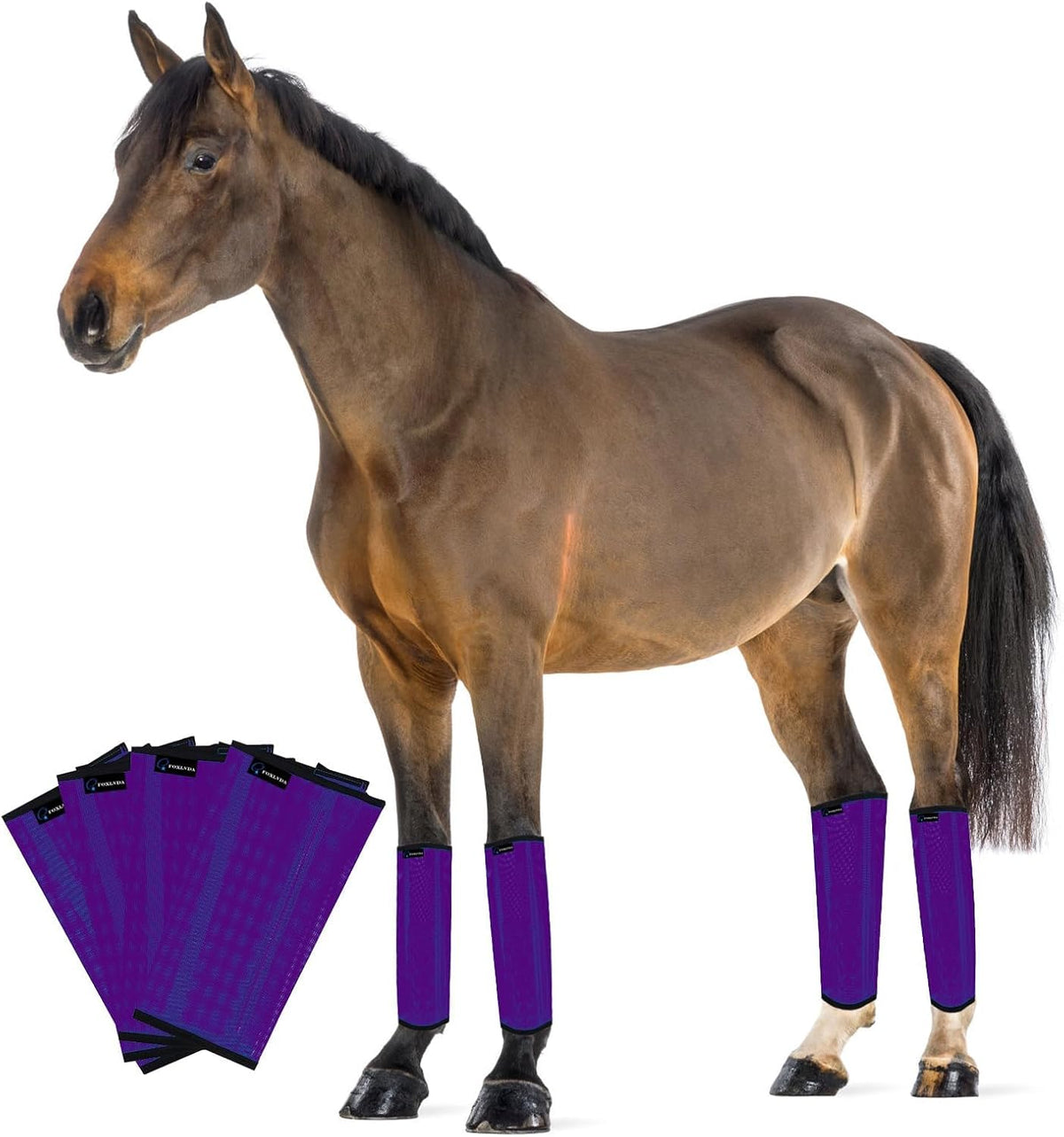 FOXLVDA Horse Fly Boots - Fly Boots for Horses Set of 4, Comfortable Horse Leggings, Mesh Material Design with Metal Support Bars for Reduces Stomping & Leg Fatigue (4, Green, Large) - Image 12