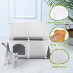 Modular DIY cat litter box shield set up in living room.