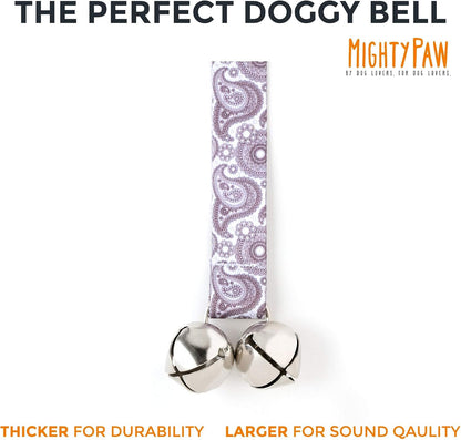 Close up view of durable metal bells on Mighty Paw potty training aid