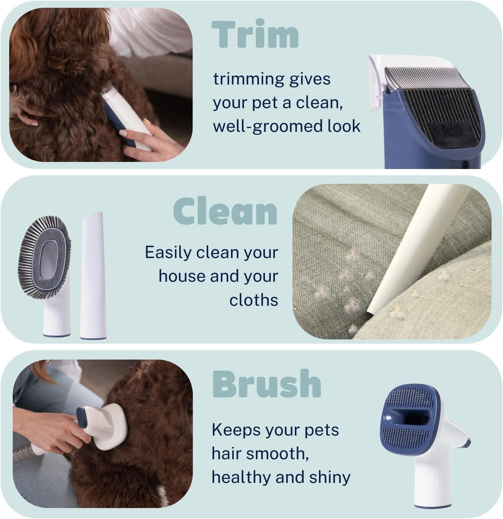 Premium imported pet grooming machine packaging showing the 11000Pa suction power specifications.