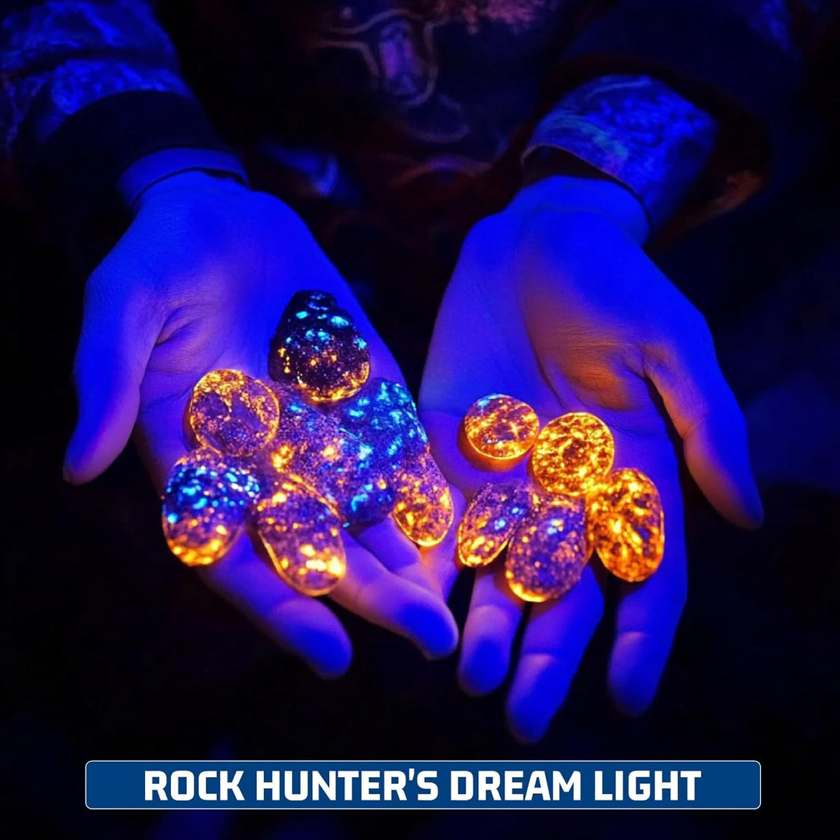Lumenshooter S3U ultraviolet blacklight being used outdoors at night for safe scorpion detection and camping safety.