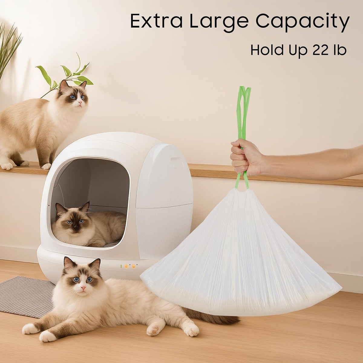 High density plastic cat litter liners holding heavy waste weight safely