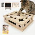 MB MBEAU Cat Scratch Puzzle Enrichment Box front view showing premium pine wood construction