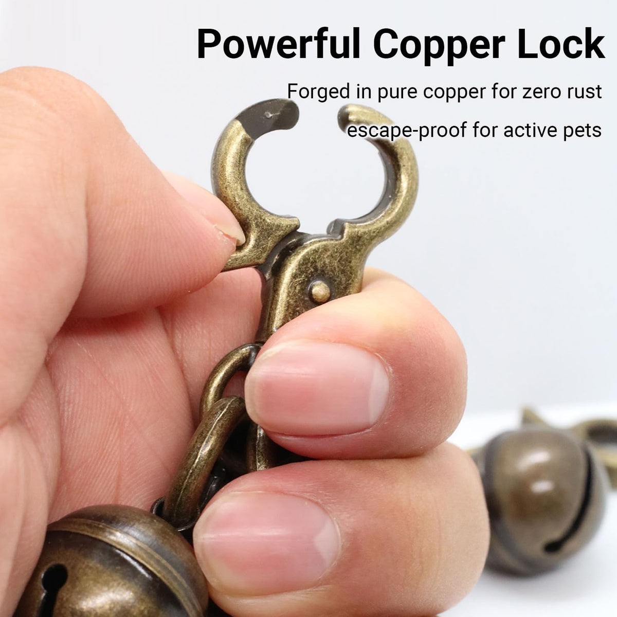 Side profile of the lightweight pure copper dog and cat bell showing durable construction