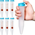 Colingmill single use travel sharps containers front view showing six clear tubes with blue locking lids
