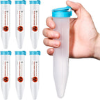 Colingmill single use travel sharps containers front view showing six clear tubes with blue locking lids