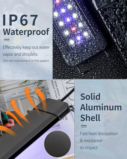 Pawfly 6 Watt terrarium lamp showing the clear acrylic protective plate and aluminum housing