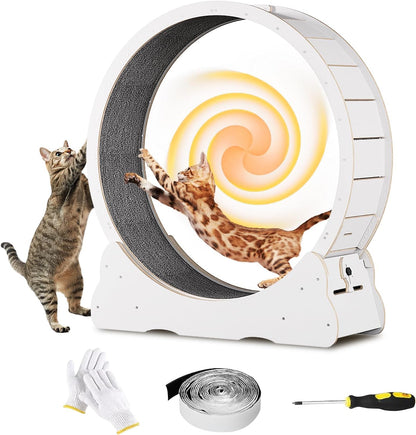 Homegroove Cat Exercise Wheel for Indoor Cats, 46" Large XL Cat Running Treadmill Wheel with Carpeted Runway for Kitty's Longer Life, Natural Wood Color(XL) - Image 14