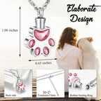Abooxiu memorial ash necklace with pink glitter paw print