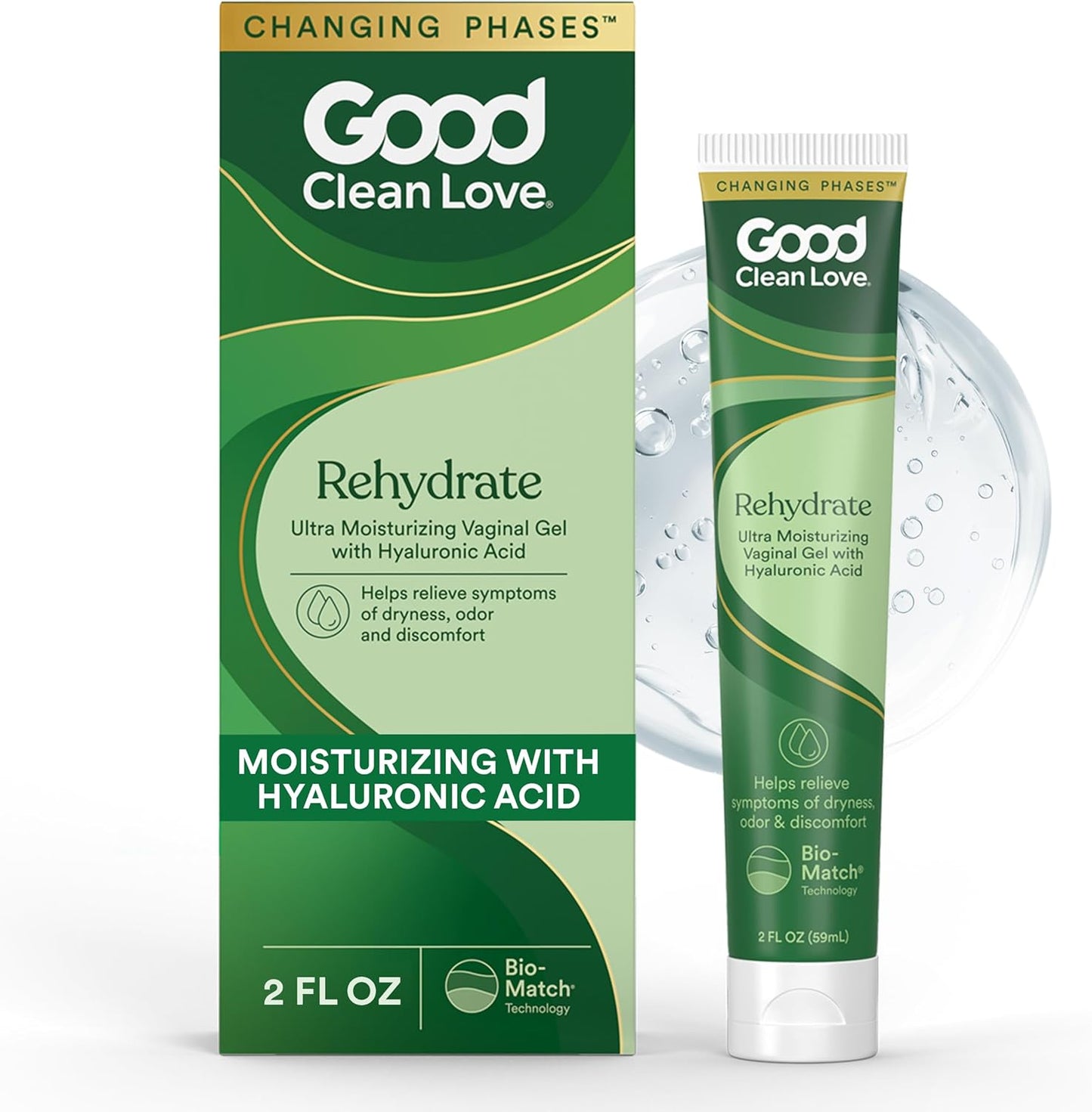 Good Clean Love Rehydrate Ultra Moisturizing Vaginal Gel 2 ounce tube front view