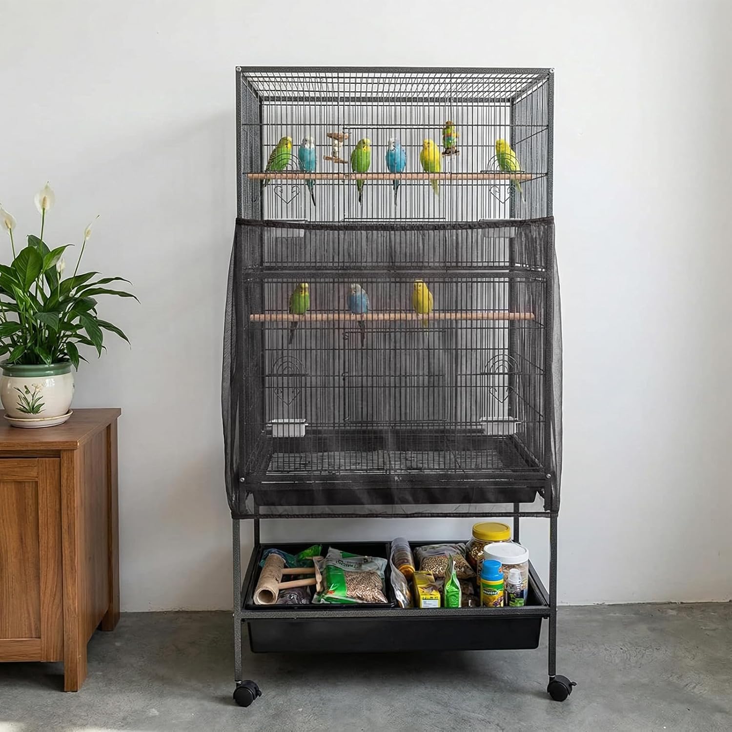 Falzqq breathable polyester mesh net cover showing clear airflow and visibility.