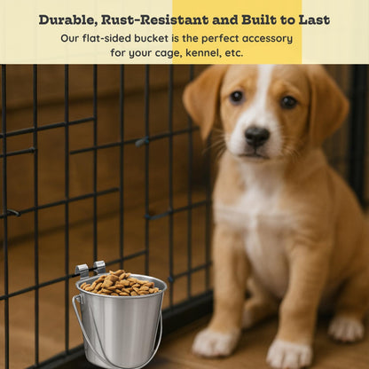 Aaspire Pets bucket mounted on wire kennel for dog water