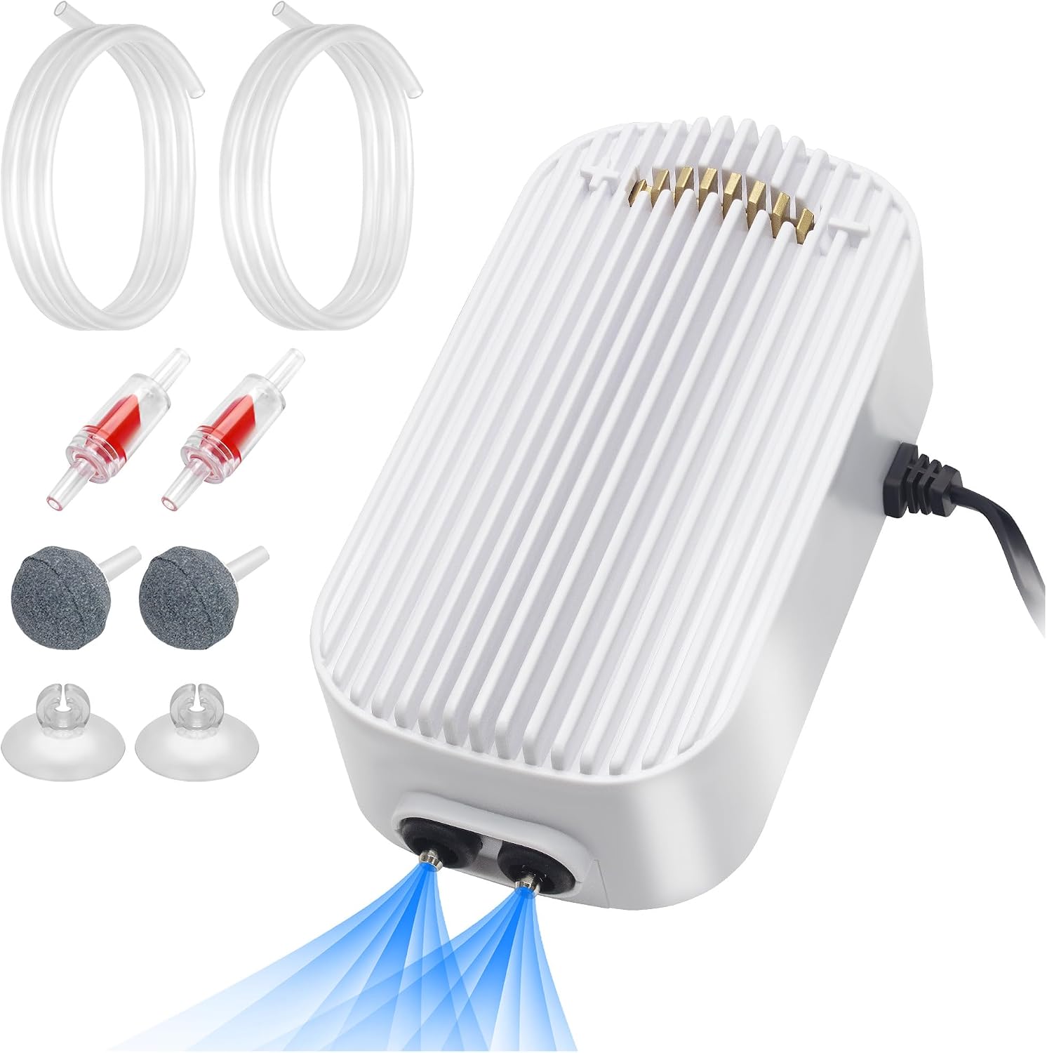 Quiet Aquarium Air Pump 3W Fish Tank Oxygen Aerator Pump with Air Stone Airline Tubing Check Valve Aquarium Bubbler for 3-20 Gallon Fish Tanks - Image 10
