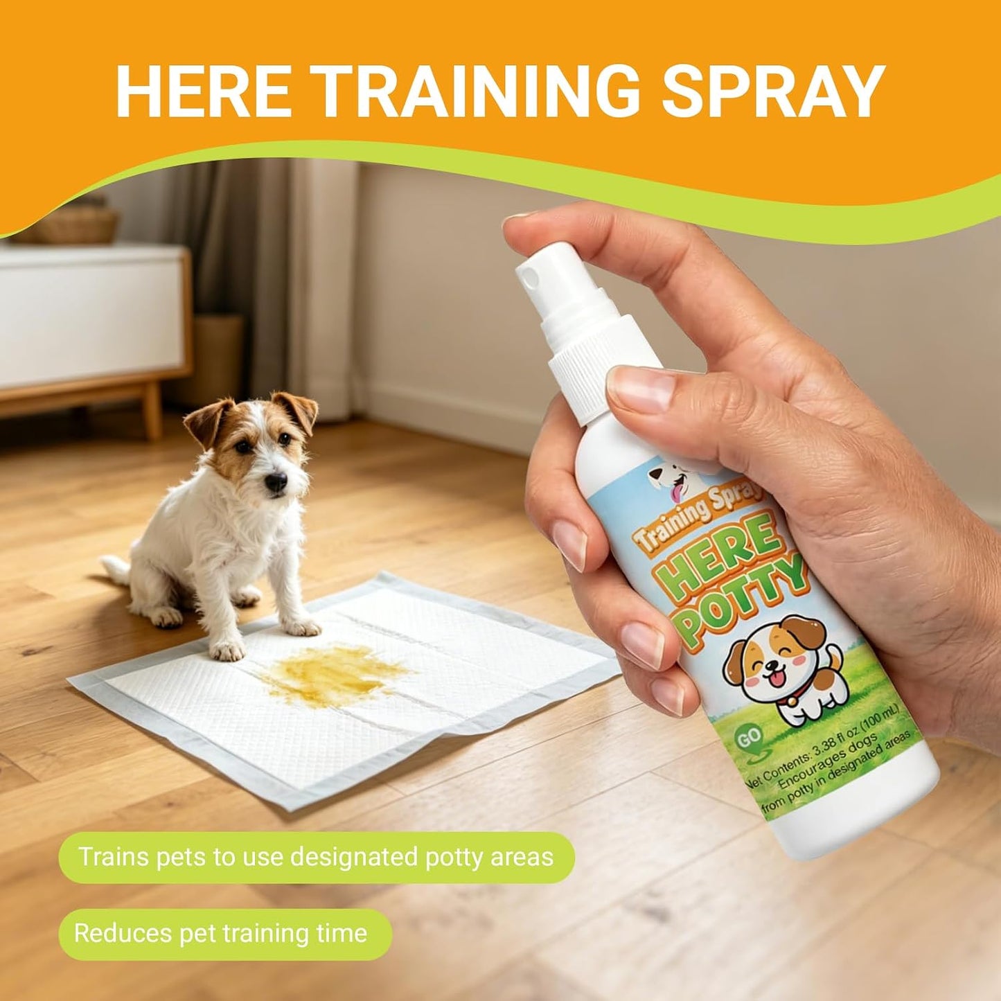 Using Norce Sactor potty training spray on a puppy pad