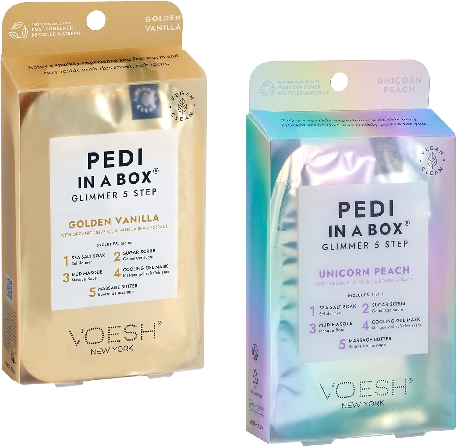 Voesh Pedi in a Box Glimmer 2 Pack front view spa kit
