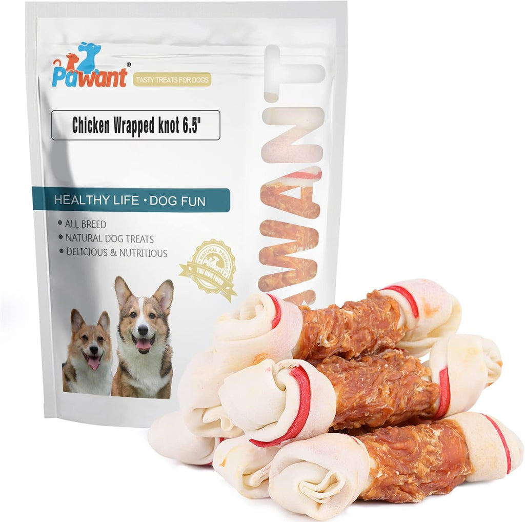 Pawant large knotted dog chews 6.5 inch size comparison