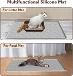 Garoopion easy to clean gray silicone mat under cat litter tray