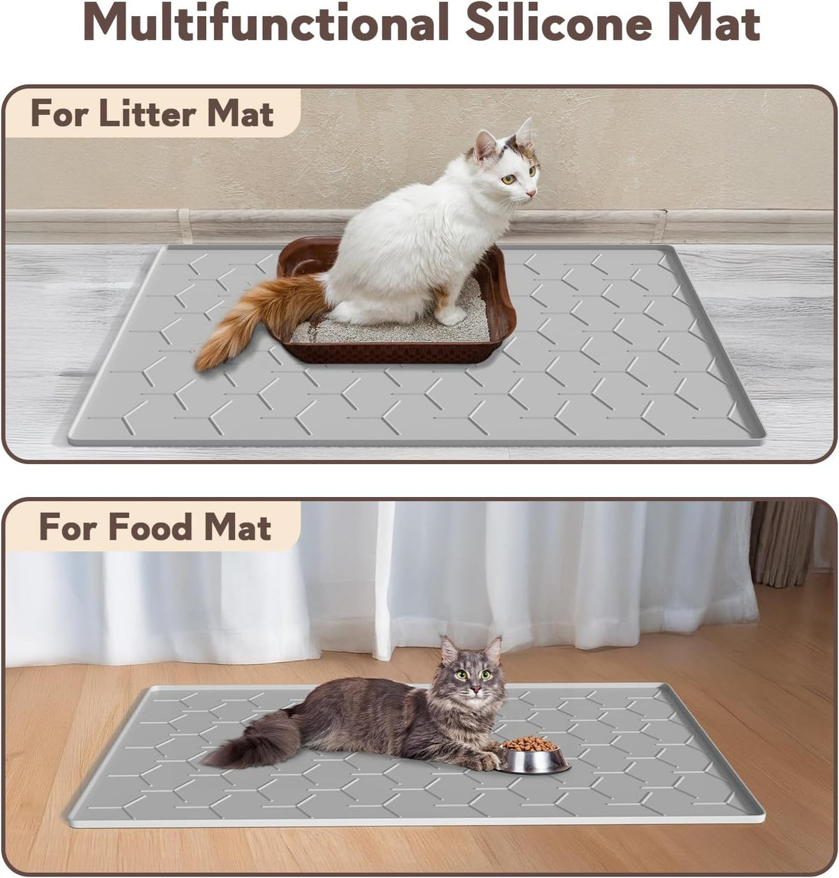 Garoopion easy to clean gray silicone mat under cat litter tray
