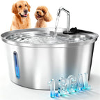 Dog Water Fountain Stainless Steel, 7L/1.8Gal Pet Fountain Water Bowl with Multi-Filtration & Deeper Drinking Aera, Large cat Water Fountain with Water Window & LED, Ultra-Quiet - Image 1