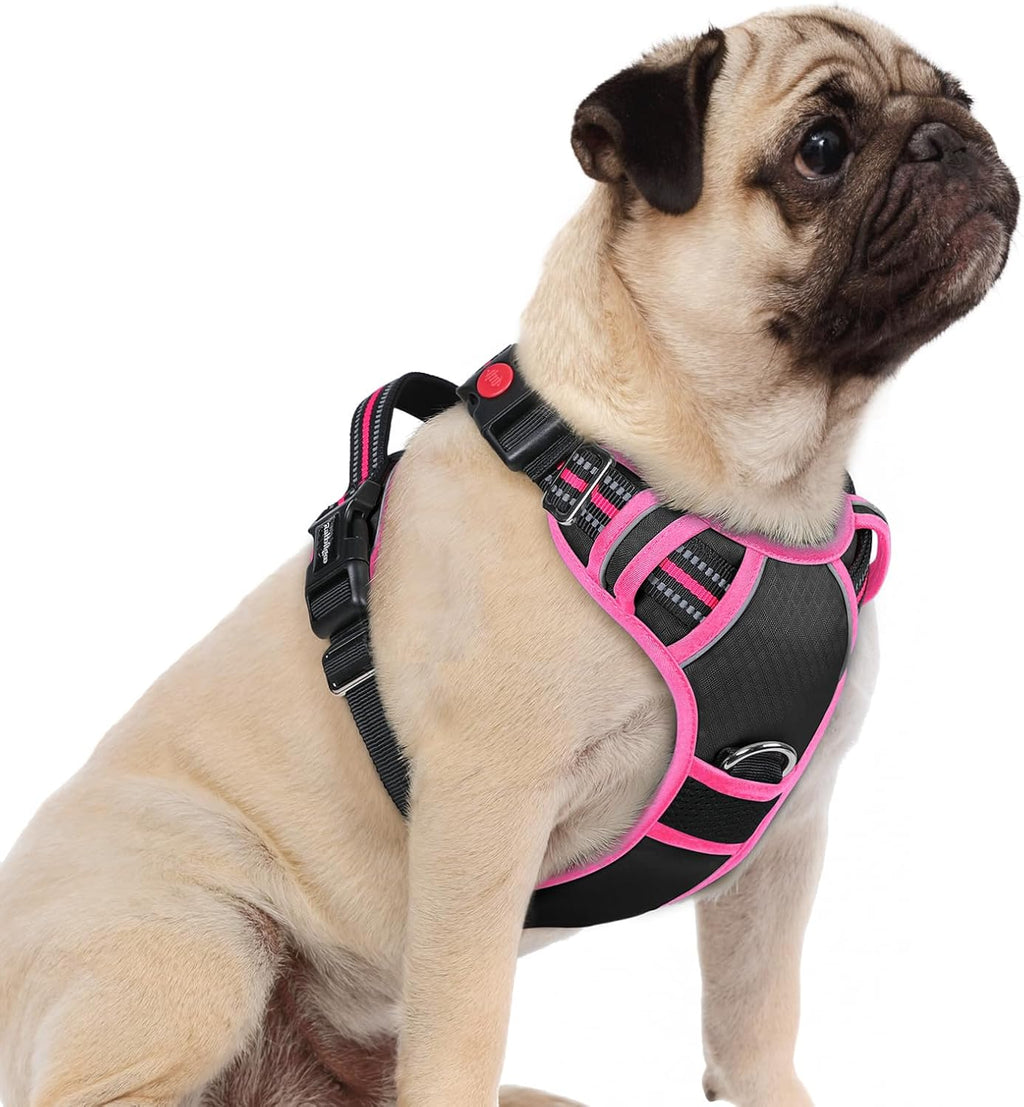 rabbitgoo Dog Harness for Large Dogs, 3 Buckles Easy On & Off No Pull Pet Vest, Soft Padded Walking Pet Harness with Control Handle, Adjustable and Reflective, Pink, L - Image 13
