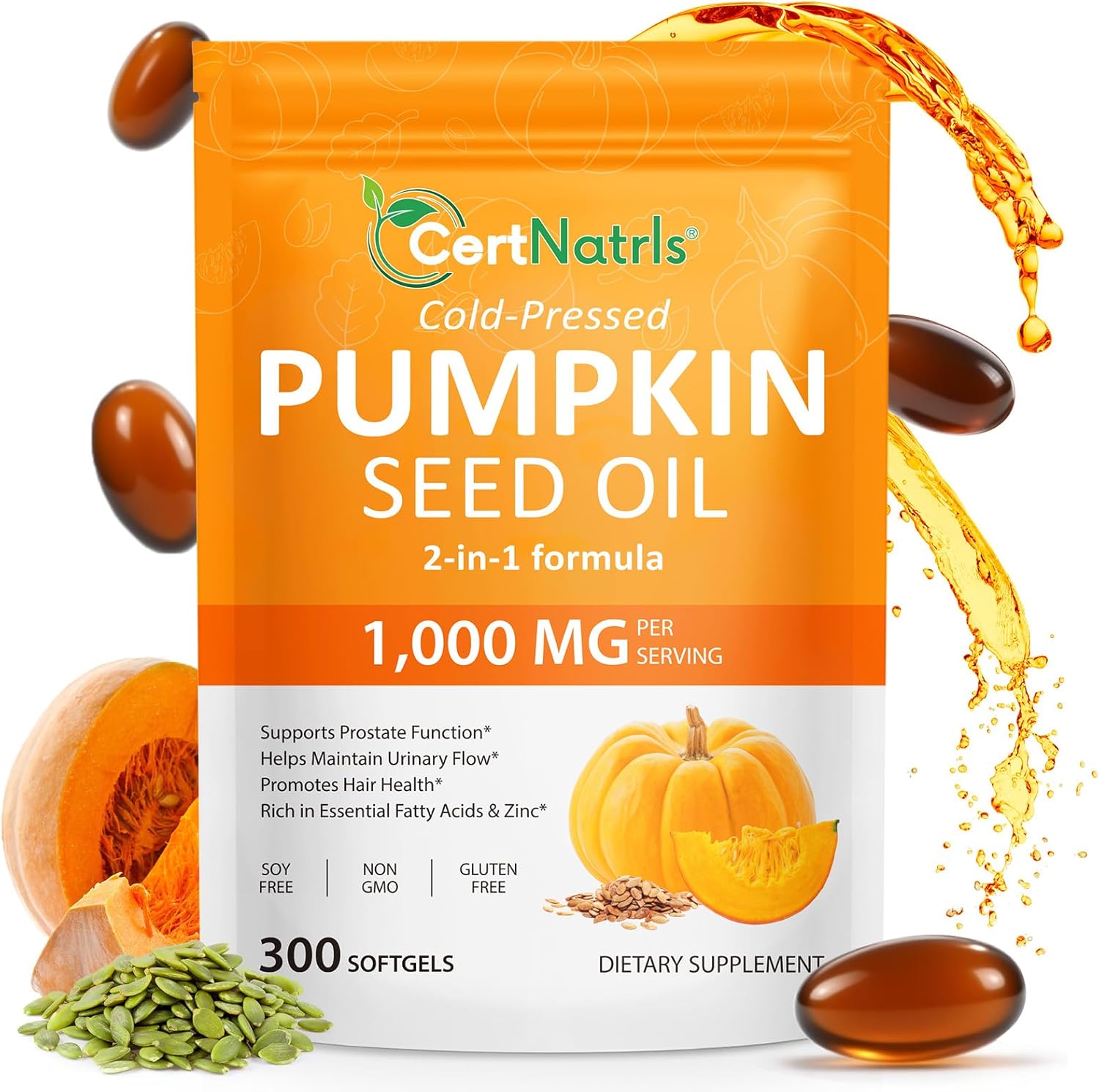 Ztxlqarh pumpkin seed oil capsules with saw palmetto front view