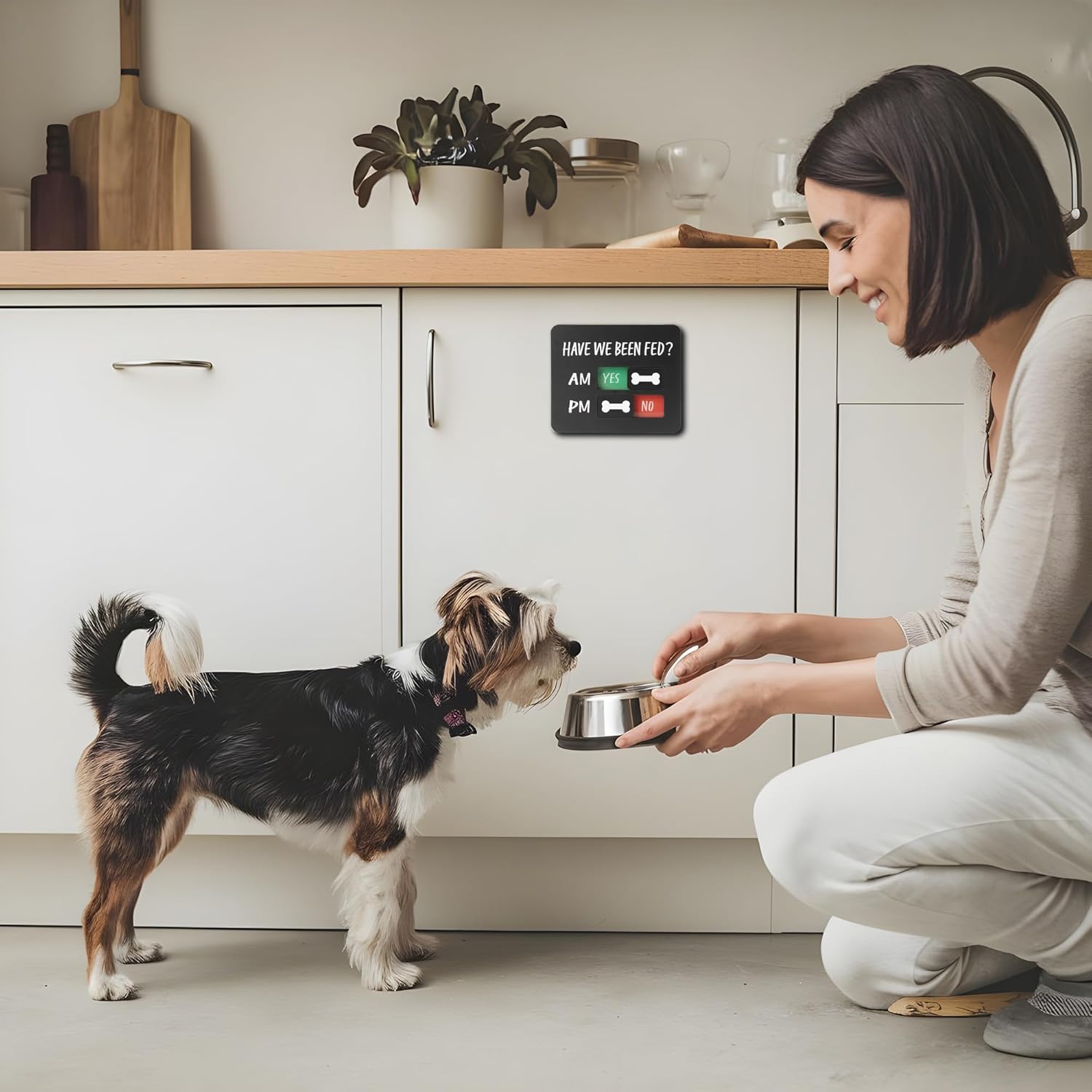 EliteSign black dog feeding tracker showing the durable magnetic backing