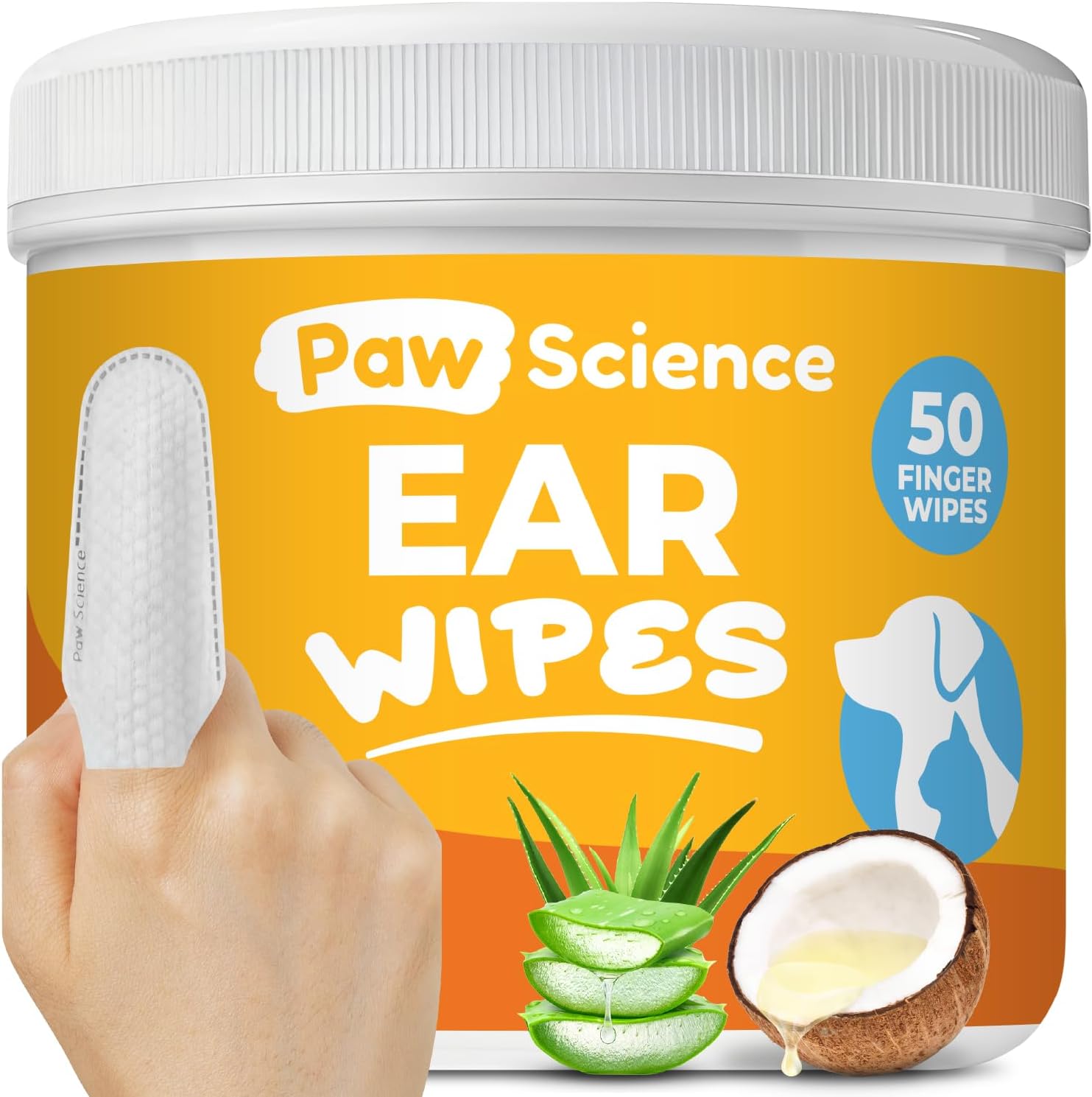 Paw Science Dog and Cat Ear Cleaner Wipes front view packaging