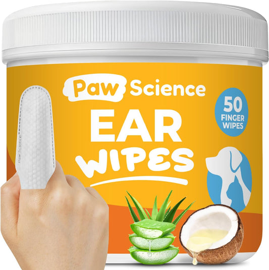 Paw Science dog ear cleaner wipes tub front view