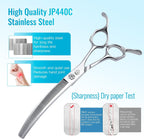 Fenice Totem curved thinning shears ergonomic offset handle details