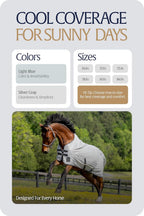 Equinavia Gard Fly Sheet side view displaying the extended drop coverage and silver gray color.