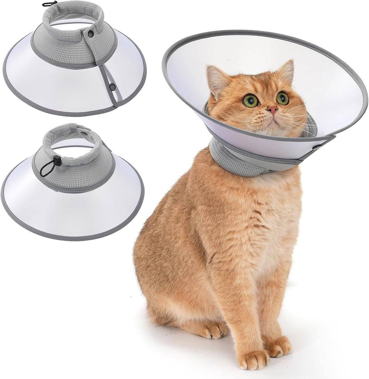 Close up look at the breathable fabric border of the Avont cat cone