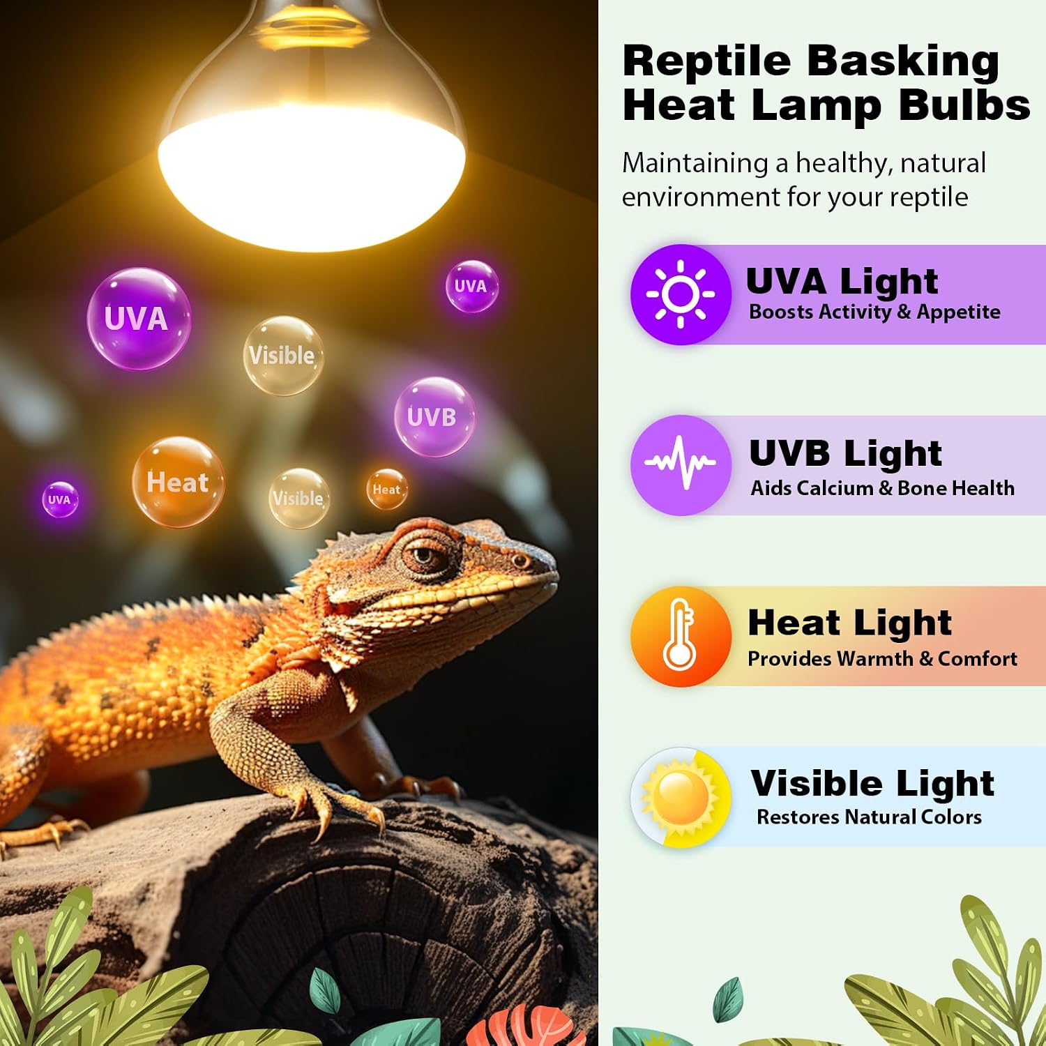 Repti Zoo full spectrum UVA UVB basking light bulb for bearded dragons and turtles