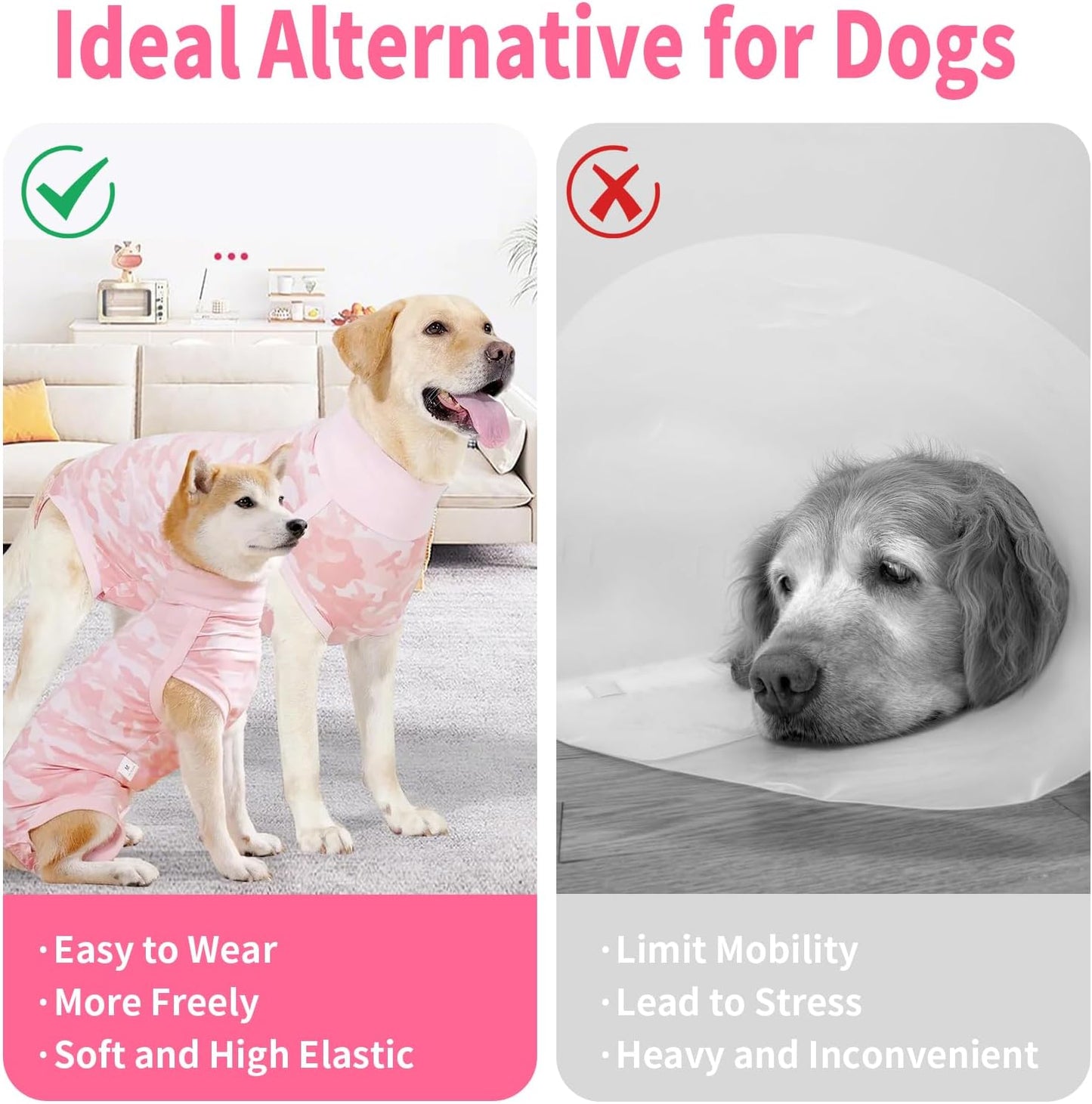 Dog recovery onesie showing excretion-friendly opening