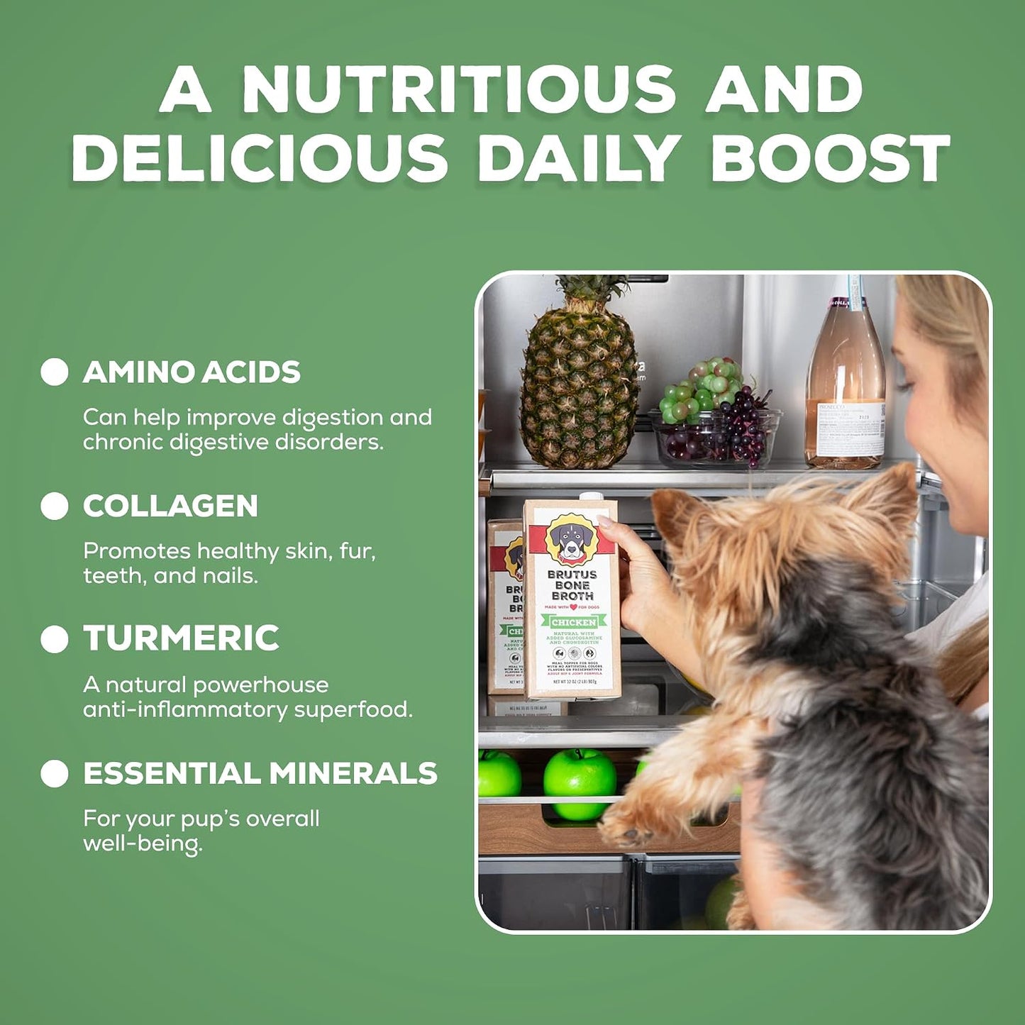 USA imported chicken bone broth bottle for picky dogs