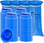 PukeBag disposable vomit bags 100 pack front view showcasing blue color and medical grade rigid rim